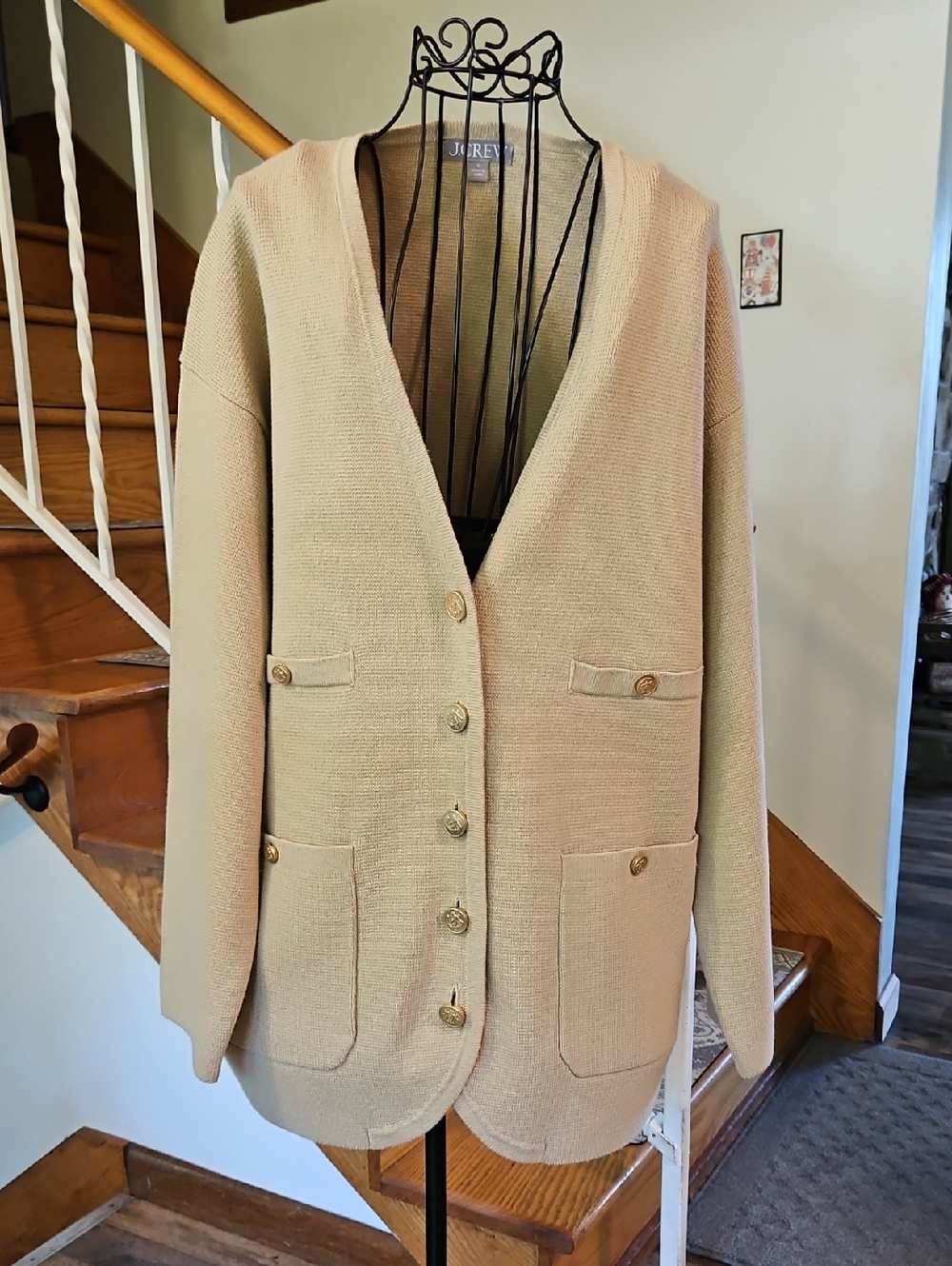 👚J. Crew Women's Cream Button-Front Sweater